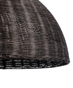 GloboStar® MONTANA 02382 Boho Κρεμαστό Φωτιστικό Οροφής Μονόφωτο 1 x E27 AC220-240V IP20 – Φ80 x Υ40cm – Σκούρο Καφέ Μπαμπού Πλέγμα Καμπάνα – 5 Χρόνια Εγγύηση