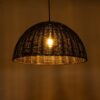 GloboStar® MONTANA 02383 Boho Κρεμαστό Φωτιστικό Οροφής Μονόφωτο 1 x E27 AC220-240V IP20 – Φ50 x Υ25cm – Μαύρο Μπαμπού Πλέγμα Καμπάνα – 5 Χρόνια Εγγύηση
