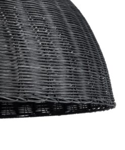 GloboStar® MONTANA 02383 Boho Κρεμαστό Φωτιστικό Οροφής Μονόφωτο 1 x E27 AC220-240V IP20 – Φ50 x Υ25cm – Μαύρο Μπαμπού Πλέγμα Καμπάνα – 5 Χρόνια Εγγύηση