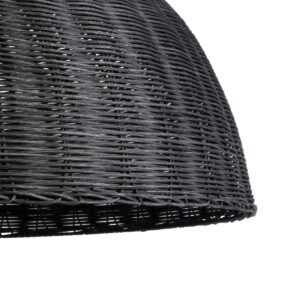 GloboStar® MONTANA 02384 Boho Κρεμαστό Φωτιστικό Οροφής Μονόφωτο 1 x E27 AC220-240V IP20 – Φ80 x Υ40cm – Μαύρο Μπαμπού Πλέγμα Καμπάνα – 5 Χρόνια Εγγύηση