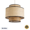 GloboStar® BRAVADO 02386 Boho Κρεμαστό Φωτιστικό Οροφής Μονόφωτο 1 x E27 AC220-240V IP20 – Φ40 x Υ35cm – Καφέ με Μπεζ Μπαμπού Πλέγμα – 5 Χρόνια Εγγύηση