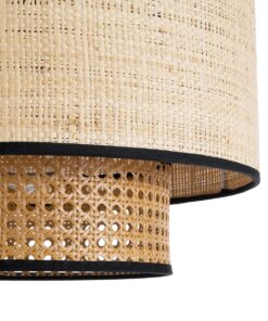 GloboStar® BRAVADO 02386 Boho Κρεμαστό Φωτιστικό Οροφής Μονόφωτο 1 x E27 AC220-240V IP20 – Φ40 x Υ35cm – Καφέ με Μπεζ Μπαμπού Πλέγμα – 5 Χρόνια Εγγύηση