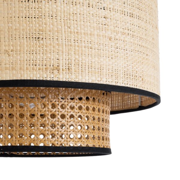 GloboStar® BRAVADO 02386 Boho Κρεμαστό Φωτιστικό Οροφής Μονόφωτο 1 x E27 AC220-240V IP20 – Φ40 x Υ35cm – Καφέ με Μπεζ Μπαμπού Πλέγμα – 5 Χρόνια Εγγύηση