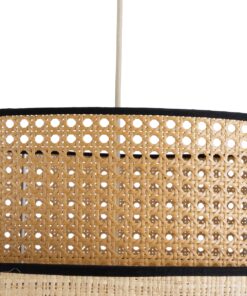 GloboStar® BRAVADO 02387 Boho Κρεμαστό Φωτιστικό Οροφής Μονόφωτο 1 x E27 AC220-240V IP20 – Φ70 x Υ58cm – Καφέ με Μπεζ Μπαμπού Πλέγμα – 5 Χρόνια Εγγύηση