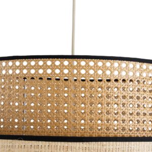 GloboStar® BRAVADO 02387 Boho Κρεμαστό Φωτιστικό Οροφής Μονόφωτο 1 x E27 AC220-240V IP20 – Φ70 x Υ58cm – Καφέ με Μπεζ Μπαμπού Πλέγμα – 5 Χρόνια Εγγύηση