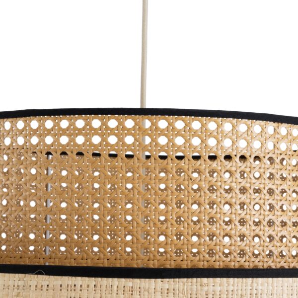 GloboStar® BRAVADO 02387 Boho Κρεμαστό Φωτιστικό Οροφής Μονόφωτο 1 x E27 AC220-240V IP20 – Φ70 x Υ58cm – Καφέ με Μπεζ Μπαμπού Πλέγμα – 5 Χρόνια Εγγύηση