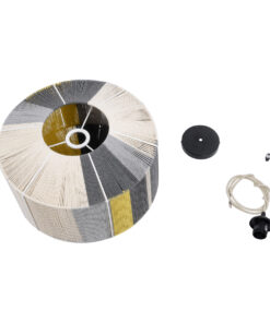 GloboStar® SALERNO 02388 Boho Κρεμαστό Φωτιστικό Οροφής Μονόφωτο 1 x E27 AC220-240V IP20 – Φ40 x Υ35cm – Γρι με Κίτρινο και Μπεζ – Καφέ με Μωβ Λεπτομέρεια Λεπτό Νήμα Πλέγμα Βαμβακερό Καπέλο