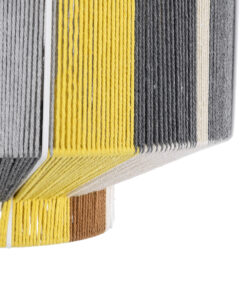 GloboStar® SALERNO 02388 Boho Κρεμαστό Φωτιστικό Οροφής Μονόφωτο 1 x E27 AC220-240V IP20 – Φ40 x Υ35cm – Γρι με Κίτρινο και Μπεζ – Καφέ με Μωβ Λεπτομέρεια Λεπτό Νήμα Πλέγμα Βαμβακερό Καπέλο