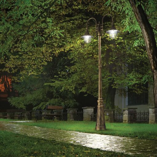 IDEAL LUX Φωτιστικό Δαπέδου Κήπου CIMA IP43  2,16m 2xE27 Μαύρου Χρώματος – 024097