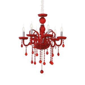 IDEAL LUX Κρεμαστό Φωτιστικό GIUDECCA 6xE14 Κόκκινου Χρώματος – 027418