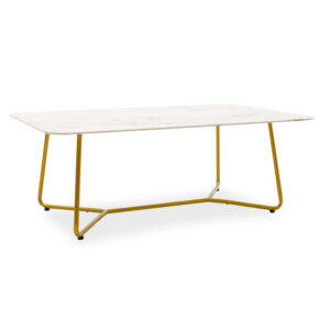 Coffee table Paris pakoworld glass 8mm marble pattern-golden 120x80x45cm 029-000090