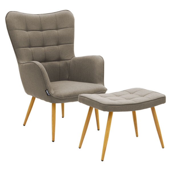 Maddison armchair with footrest-cushion pakoworld fabric beige-natural 69x74x98cm 029-000155