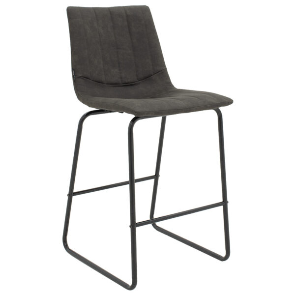 Bar Stool Desirable metal black legs-fabric antique dark grey color 029-000176