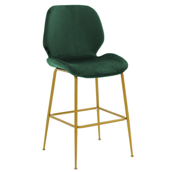 Bar stool Impel pakoworld metallic gold-velvet dark green 029-000189