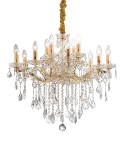 IDEAL LUX Κρεμαστό Φωτιστικό  FLORIAN 12xE14 Χρυσού Χρώματος – 0356114