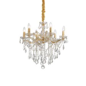IDEAL LUX Κρεμαστό Φωτιστικό FLORIAN 6xE14 Χρυσού Χρώματος – 035635