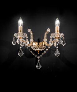 IDEAL LUX Απλίκα Τοίχου FLORIAN 2xE14 Κρύσταλλο Χρυσού Χρώματος – 035659