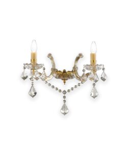 IDEAL LUX Απλίκα Τοίχου FLORIAN 2xE14 Κρύσταλλο Χρυσού Χρώματος – 035659