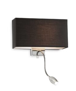 IDEAL LUX Απλίκα Τοίχου με LED Αναγνώστη HOTEL 1xE27 Μαύρου Χρώματος – 035956