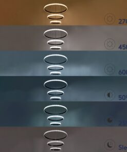 GloboStar® DIAMOND TRIO 61140-DECO Κρεμαστό Φωτιστικό Δαχτυλίδι-Κύκλος LED CCT 150W 18379lm 360° AC 220-240V – Εναλλαγή Φωτισμού μέσω Τηλεχειριστηρίου All In One Ψυχρό 6000k+Φυσικό 4500k+Θερμό 2700k Dimmable Φ60+80+100cm – Μαύρο – 3 Years Warranty