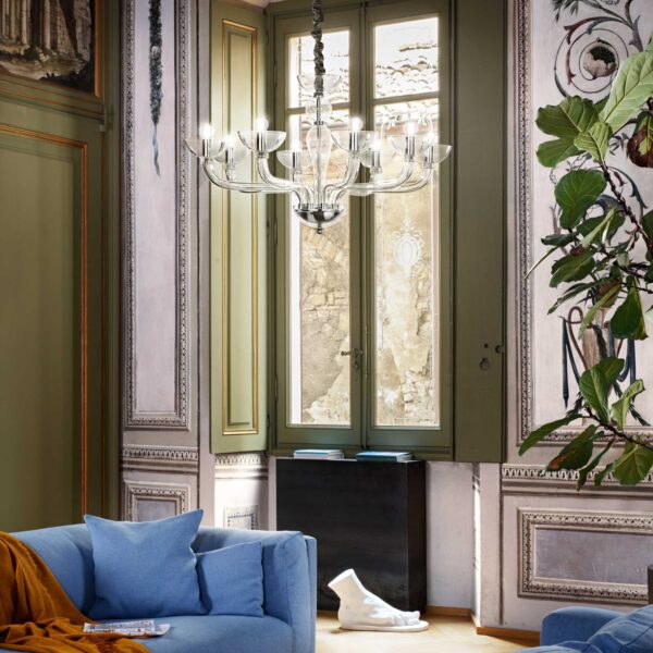IDEAL LUX Κρεμαστό Φωτιστικό Οροφής CASANOVA 8xE14 Λευκού Χρώματος – 094045