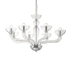 IDEAL LUX Κρεμαστό Φωτιστικό Οροφής CASANOVA 8xE14 Διάφανο – 044255