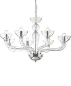 IDEAL LUX Κρεμαστό Φωτιστικό Οροφής CASANOVA 8xE14 Διάφανο – 044255