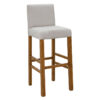 Bar stool Bari pakoworld with grey pu – wooden legs walnut 047-000045