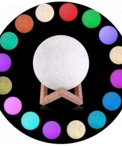 Επαναφορτιζόμενο Διακοσμητικό Ανάγλυφο Φωτιστικό Αφής 3D Moon 20cm RGBW Ντιμαριζόμενο με Ασύρματο Χειριστήριο GloboStar 07030