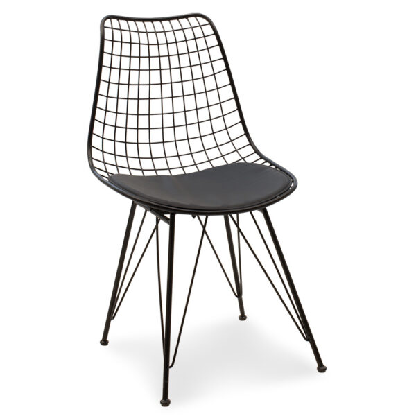 Taj pakoworld metal chair black with black PVC cushion 058-000024