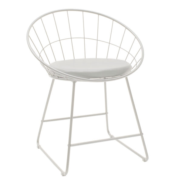 Seth pakoworld chair white metal wire with white pvc cushion 058-000059