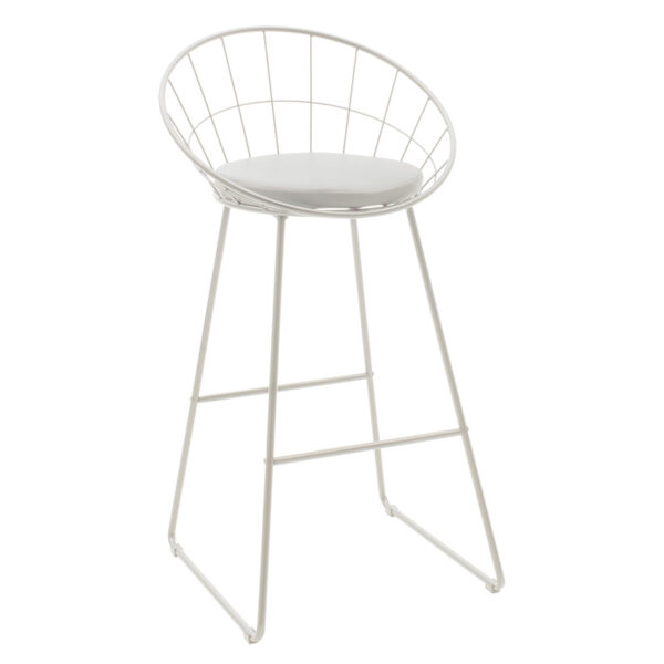 Seth pakoworld bar stool white metal wire with white pvc cushion 058-000060