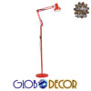 GloboStar® AUDREY 01470 Vintage Φωτιστικό Δαπέδου Μονόφωτο 1 x E27 Κόκκινο Μεταλλικό Καμπάνα D15 x H190cm