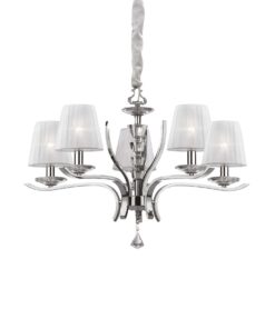 IDEAL LUX Κρεμαστό Φωτιστικό PEGASO 5xE14 Χρωμίου Λευκού Χρώματος – 066448