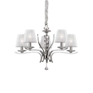 IDEAL LUX Κρεμαστό Φωτιστικό PEGASO 5xE14 Χρωμίου Λευκού Χρώματος – 066448