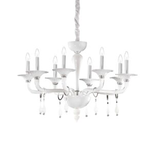 IDEAL LUX Κρεμαστό Φωτιστικό MIRAMARE 8xE14 Λευκού Χρώματος – 068190