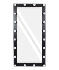 GloboStar® MAKEUP MIRROR-160×80-5 Μοντέρνος Καθρέπτης Μακιγιάζ με Πλαίσιο Φυσικού Ξύλου με Διακόπτη On/Off 20 x E27 AC220-240V – Μ80 x Π7 x Υ160cm – Μαύρος Έβενος