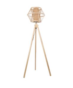 GloboStar® POPPY 01985 Boho Επιδαπέδιο Φωτιστικό Μονόφωτο 1 x E27 IP20 Μπεζ Ξύλο – Μ58 x Π58 x Υ151cm