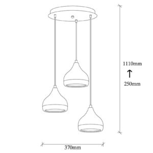 Φωτιστικό οροφής τρίφωτο Elprecious pakoworld E27 μαύρο-μπρονζέ Φ37×111εκ 071-000732