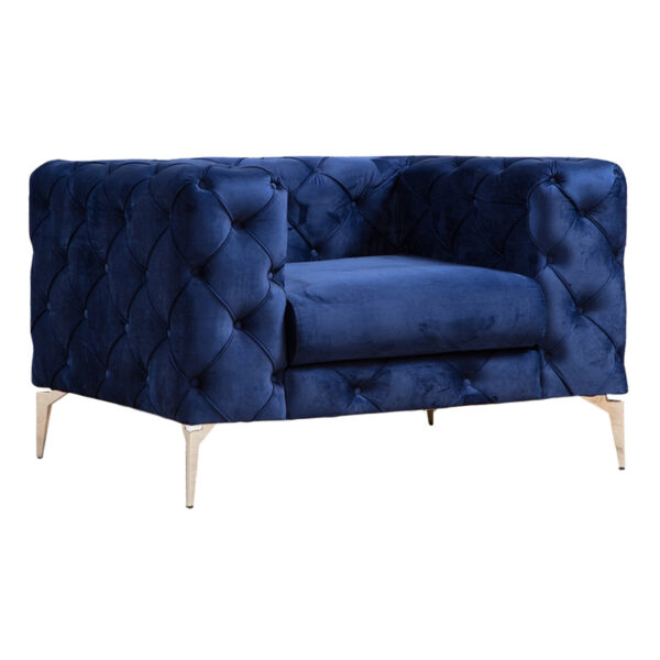 Armchair PPWF-0579 pakoworld velvet fabric blue 108x90x70cm 071-001290