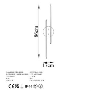 Φωτιστικό τοίχου-απλίκα Expedition pakoworld LED 16W χρυσό 17x5x86εκ 071-001528