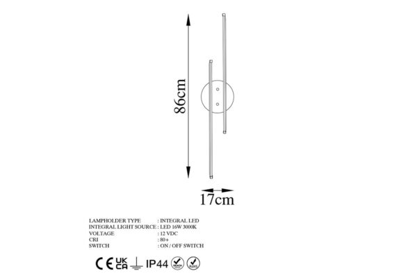 Φωτιστικό τοίχου-απλίκα Expedition pakoworld LED 16W χρυσό 17x5x86εκ 071-001528