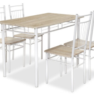Dining set Roza pakoworld 5pcs color sonoma – legs white gloss 120x70x75cm 072-000001