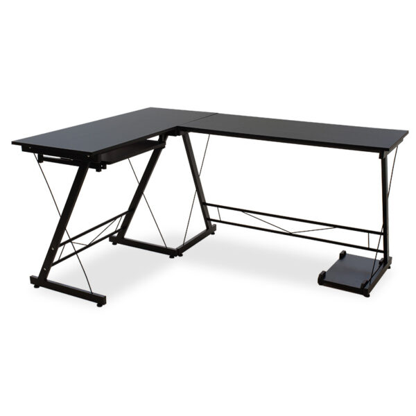 Metalic computer table Levi pakoworld MDF in black color 158x120x73cm 072-000023