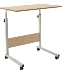 Γραφείο Piper pakoworld με αυξομείωση ύψους-MDF φυσικό-λευκό 60x40x69-90εκ – 072-000024