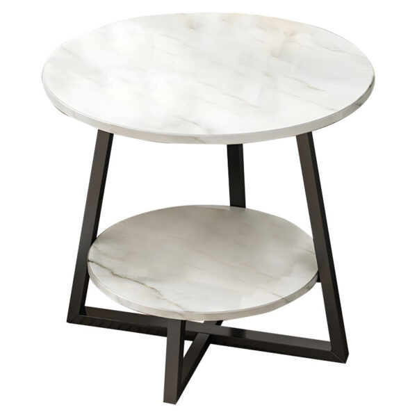 Coffee table Rota MDF color white marble-black D60x60cm 072-000062