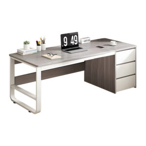 Γραφείο Salto pakoworld με ραφιέρα-MDF γκρι-λευκό 120x48x74εκ 072-000077