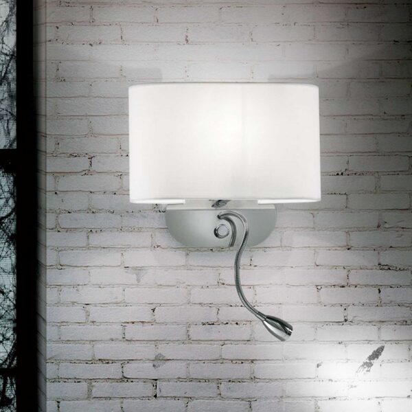 IDEAL LUX Απλίκα Τοίχου με LED Αναγνώστη SHERATON 1xE14 Λευκού Χρώματος – 074900
