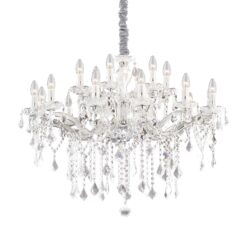 IDEAL LUX Κρεμαστό Φωτιστικό FLORIAN 18xE14 Χρώμιο και Κρύσταλλος – 075150