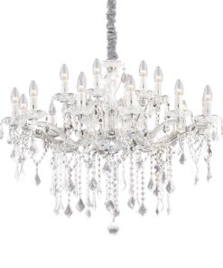 IDEAL LUX Κρεμαστό Φωτιστικό FLORIAN 18xE14 Χρώμιο και Κρύσταλλος – 075150